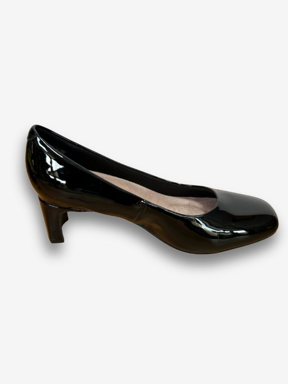 Clarks Kyndal Iris Black Patent Leather Heels Pumps Size 7.5